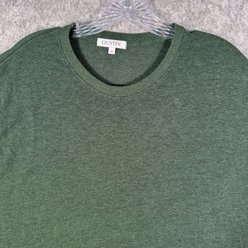 Gustin T Shirt Mens XL Green Heather Cotton Blend Minor Pilling Made In USA